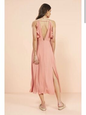 Coral Tie-Back Dress with Ruffles